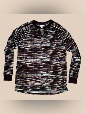 LuLaRoe Women’s Long-sleeve in Brown, Cream & multi Stripes